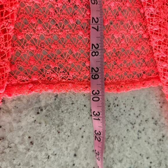 Angele & Ricky size 1x peachy orange crochet lacy draping cover up - Picture 5 of 9